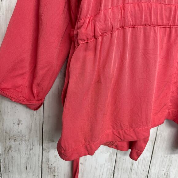 Promod Belted 3/4 Sleeve Lightweight Bright Colorful Basic Open Front Blazer - Picture 6 of 9